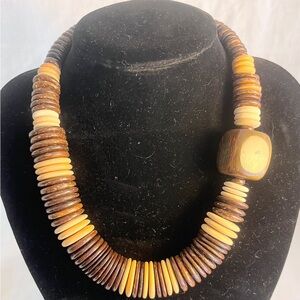 Chunky Brown and Cream Beaded Necklace